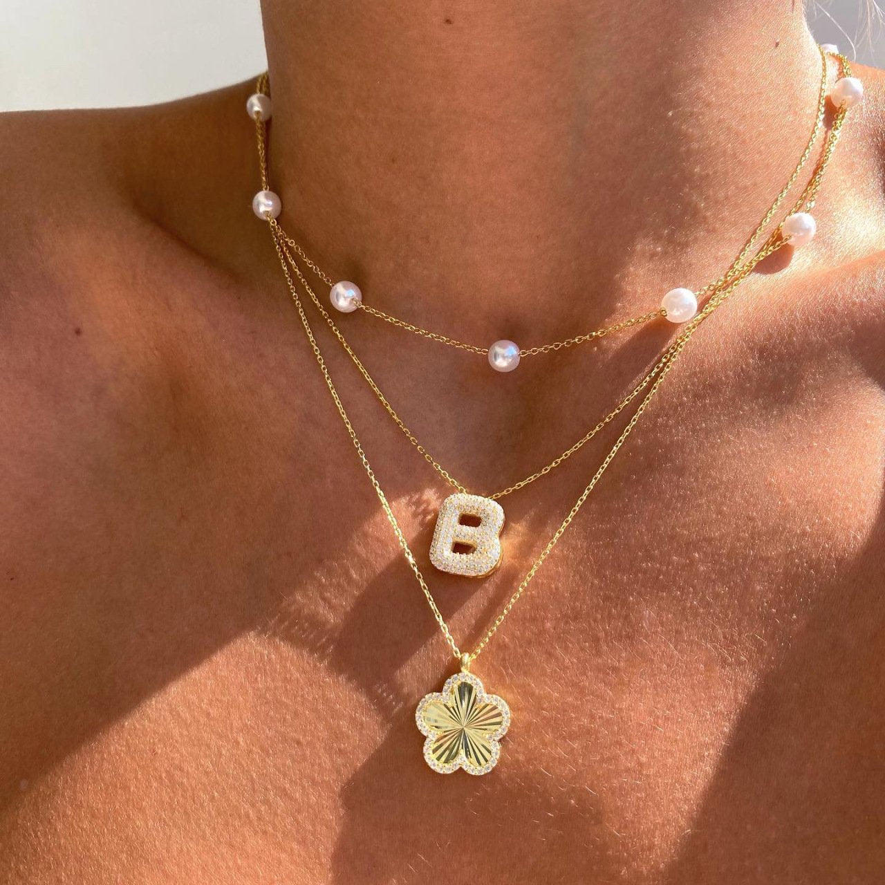 925 Ayar Gümüş Bouble Harf Kolye