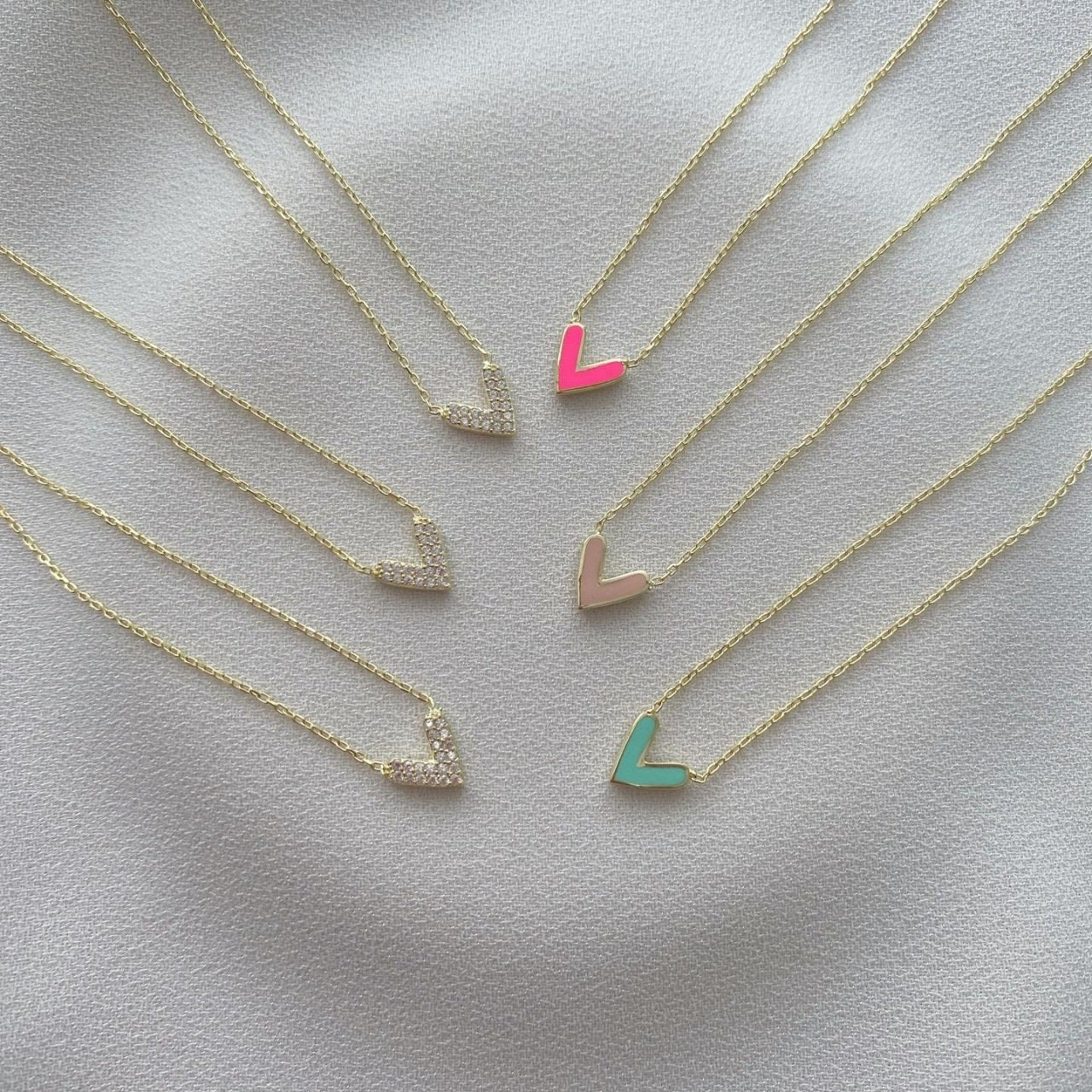 925 Ayar Gümüş Çift Taraflı Kalp Kolye