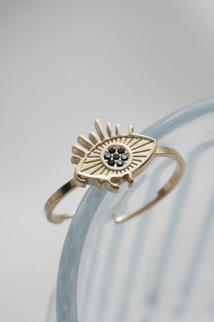 Çelik Ayarlanabilir Taşlı Göz Yüzük