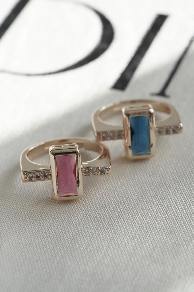 Ayarlanabilir Pembe Baget Taşlı Yüzük
