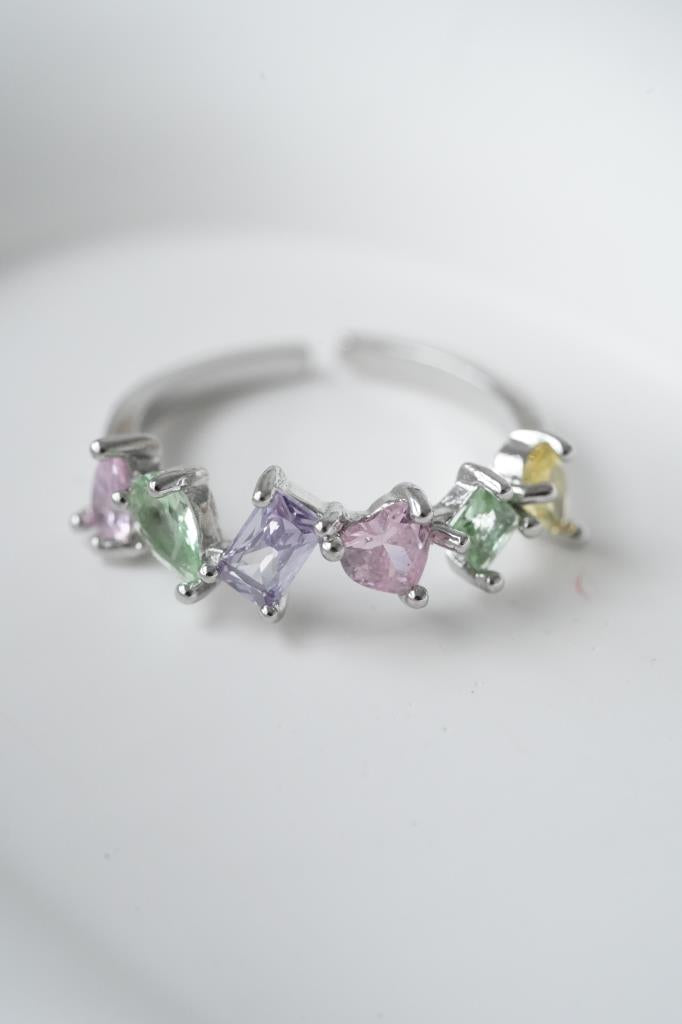 Ayarlanabilir Pastel Renkli Taşlı Yüzük