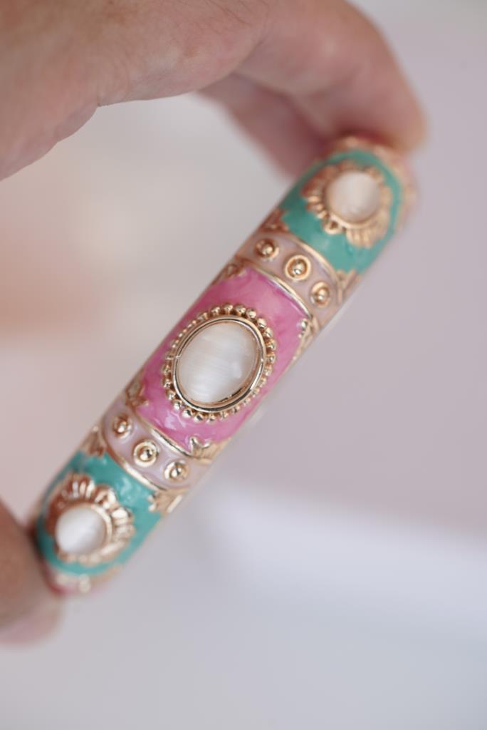 Turkuaz Pembe Vintage Kelepçe Bileklik