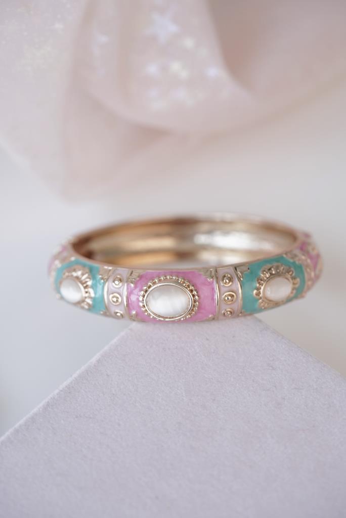 Turkuaz Pembe Vintage Kelepçe Bileklik