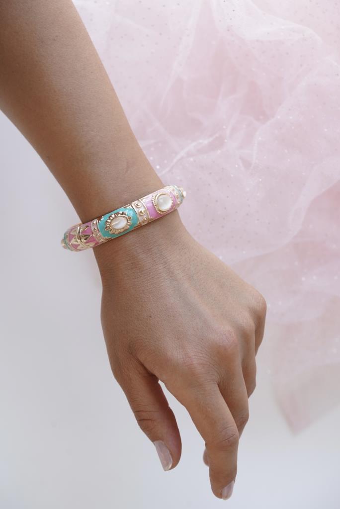 Turkuaz Pembe Vintage Kelepçe Bileklik
