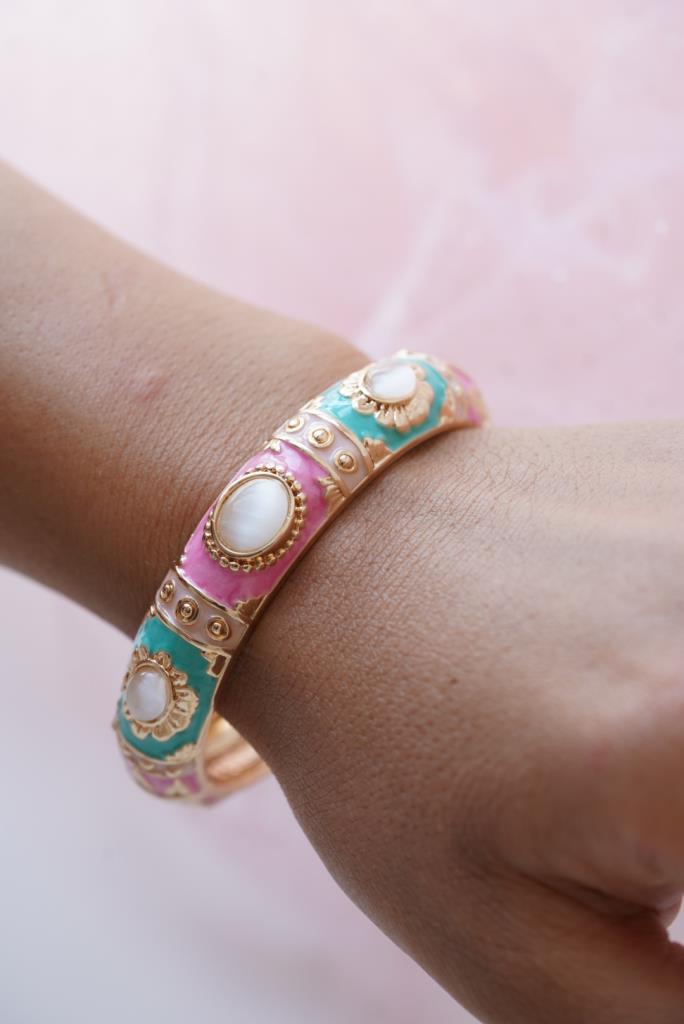 Turkuaz Pembe Vintage Kelepçe Bileklik
