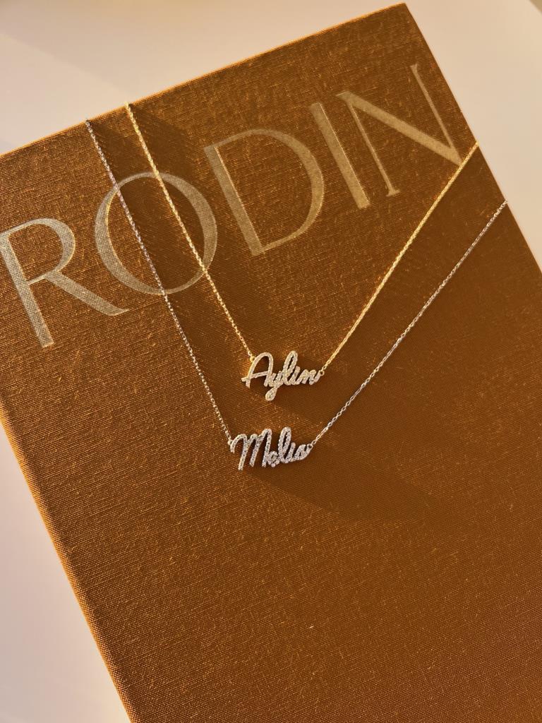 Minimal Taşlı İsim Kolye - 925 Ayar Gümüş