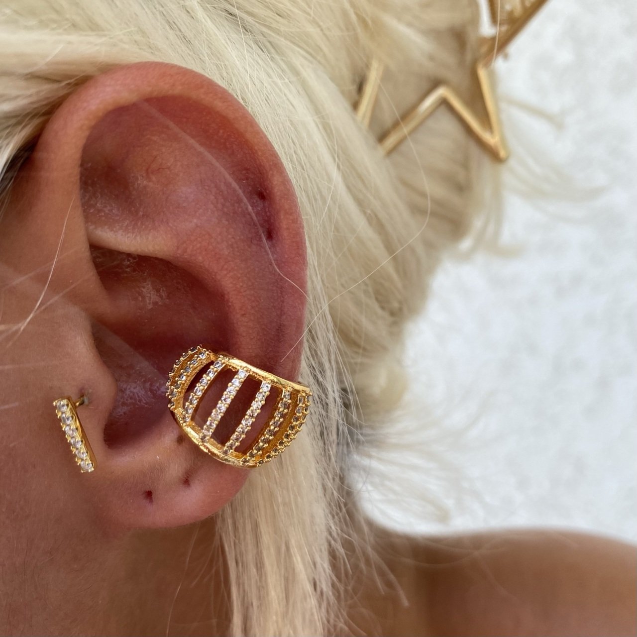Çok Şeritli Taşlı Ear cuff