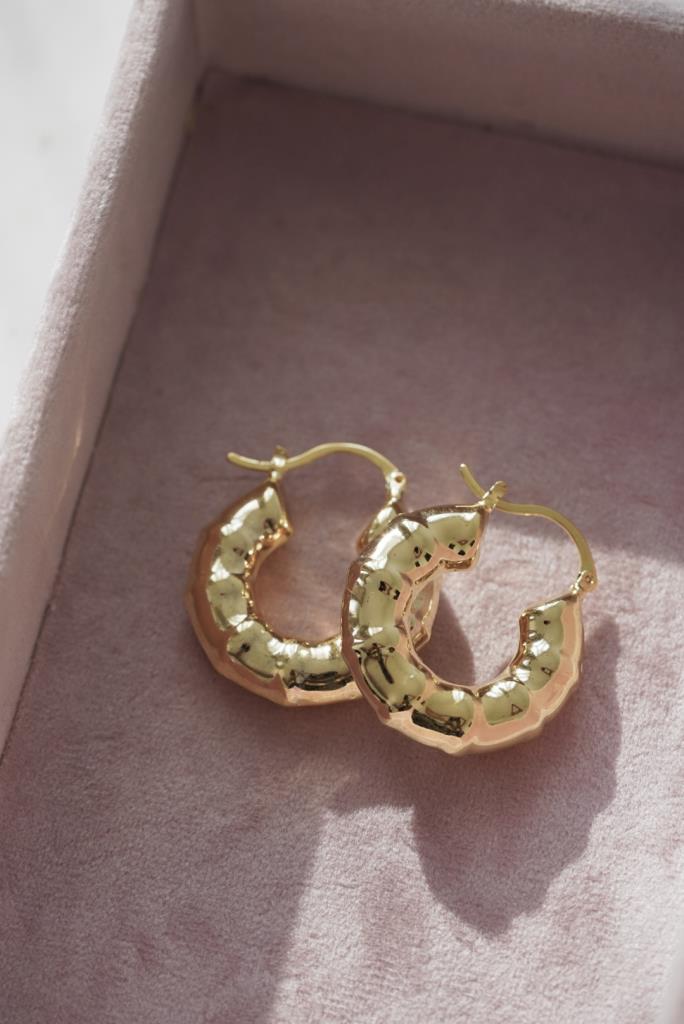 Dolgulu Altın Halka Küpe