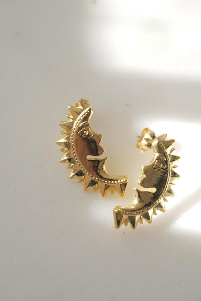 Güneş ve Ay Figürlü Küpe