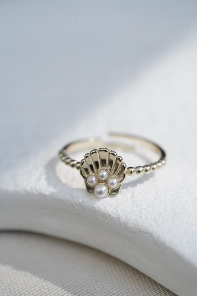 İncili İstiridye Yüzük - 925 Ayar Gümüş