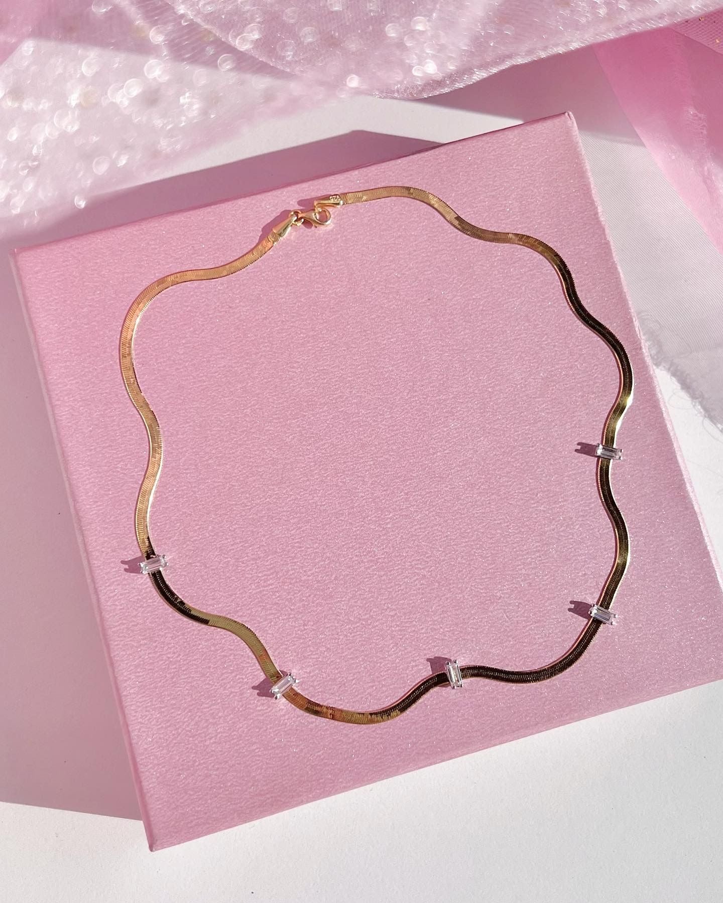 İtalyan Baget Taşlı Choker Kolye -925 Ayar Gümüş