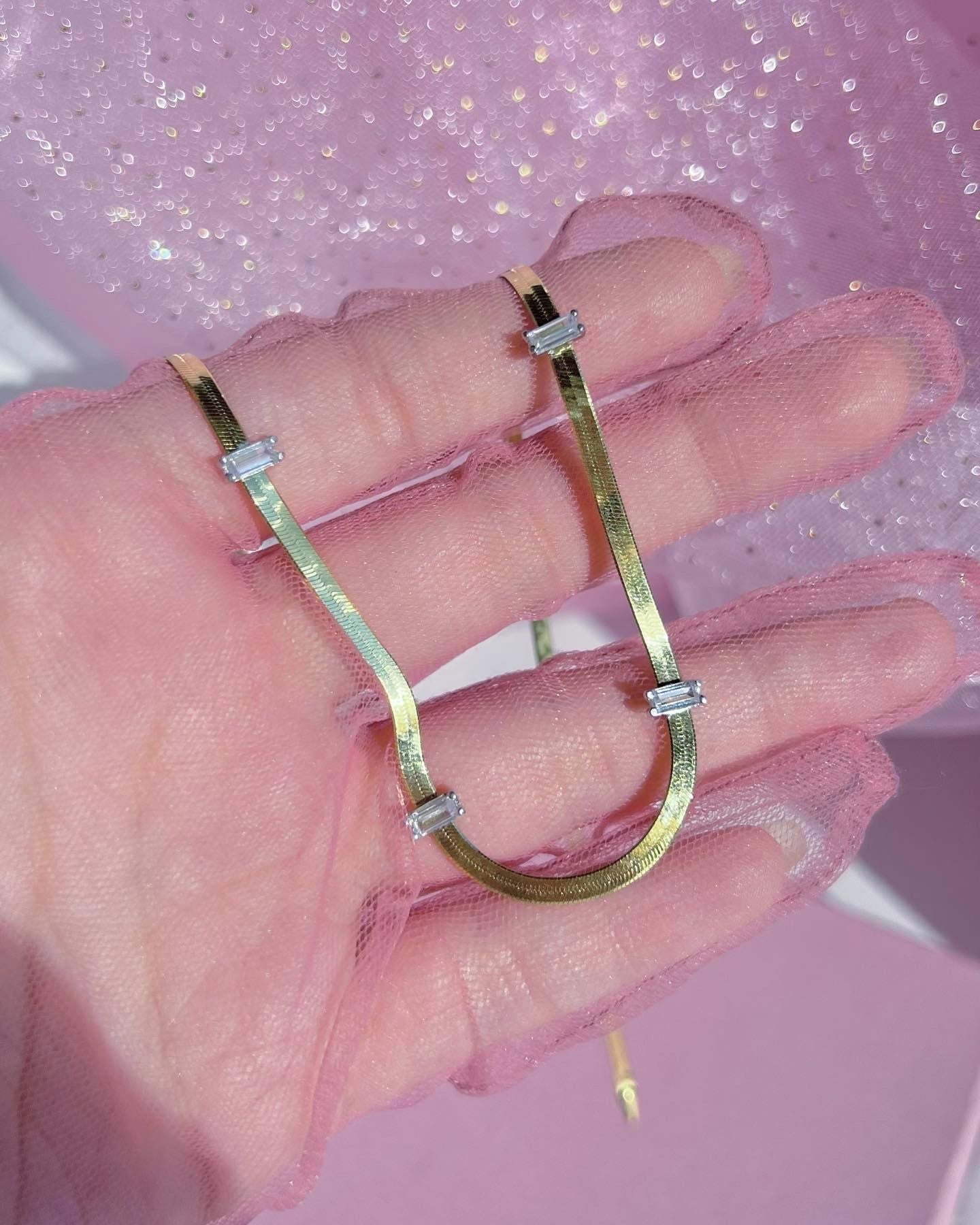 İtalyan Baget Taşlı Choker Kolye -925 Ayar Gümüş