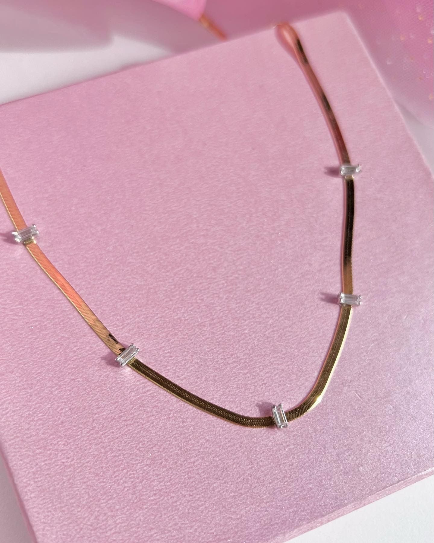 İtalyan Baget Taşlı Choker Kolye -925 Ayar Gümüş
