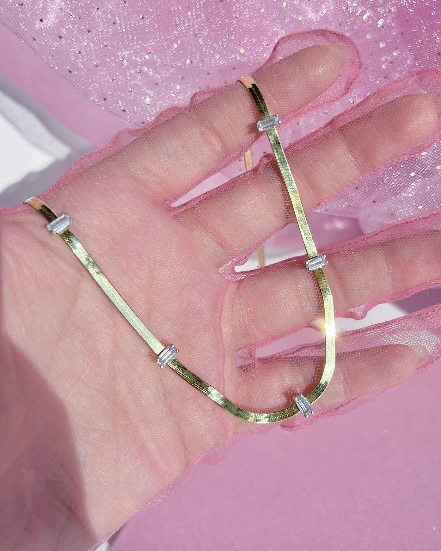 İtalyan Baget Taşlı Choker Kolye -925 Ayar Gümüş