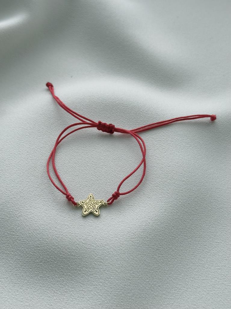 Kırmızı İpli Yıldız Bileklik - 925 Ayar Gümüş