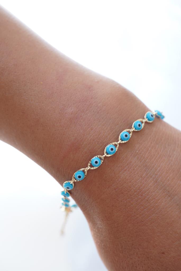 Paslanmaz Çelik Mavi Nazar Boncuğu Bileklik