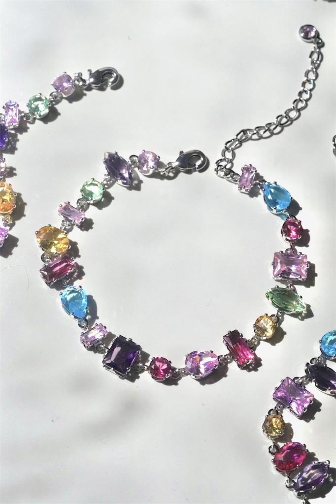 Mixed Gem Renkli Taşlı Bileklik