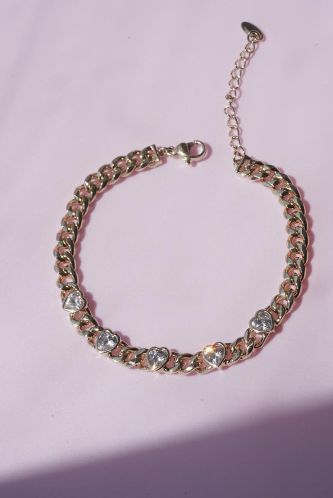 Paslanmaz Çelik Kalpli Zincir Bileklik