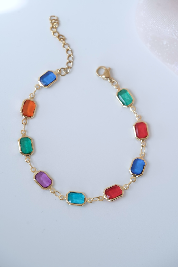 Renkli Kalın Baget Taşlı Bileklik