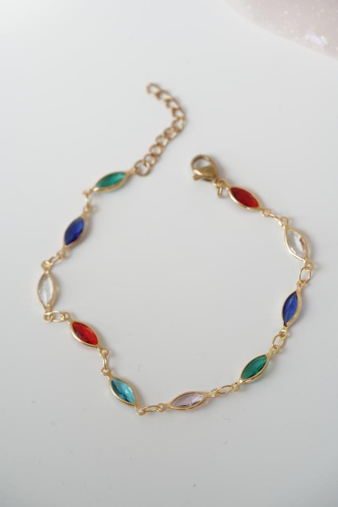 Renkli İnce Taşlı Bileklik
