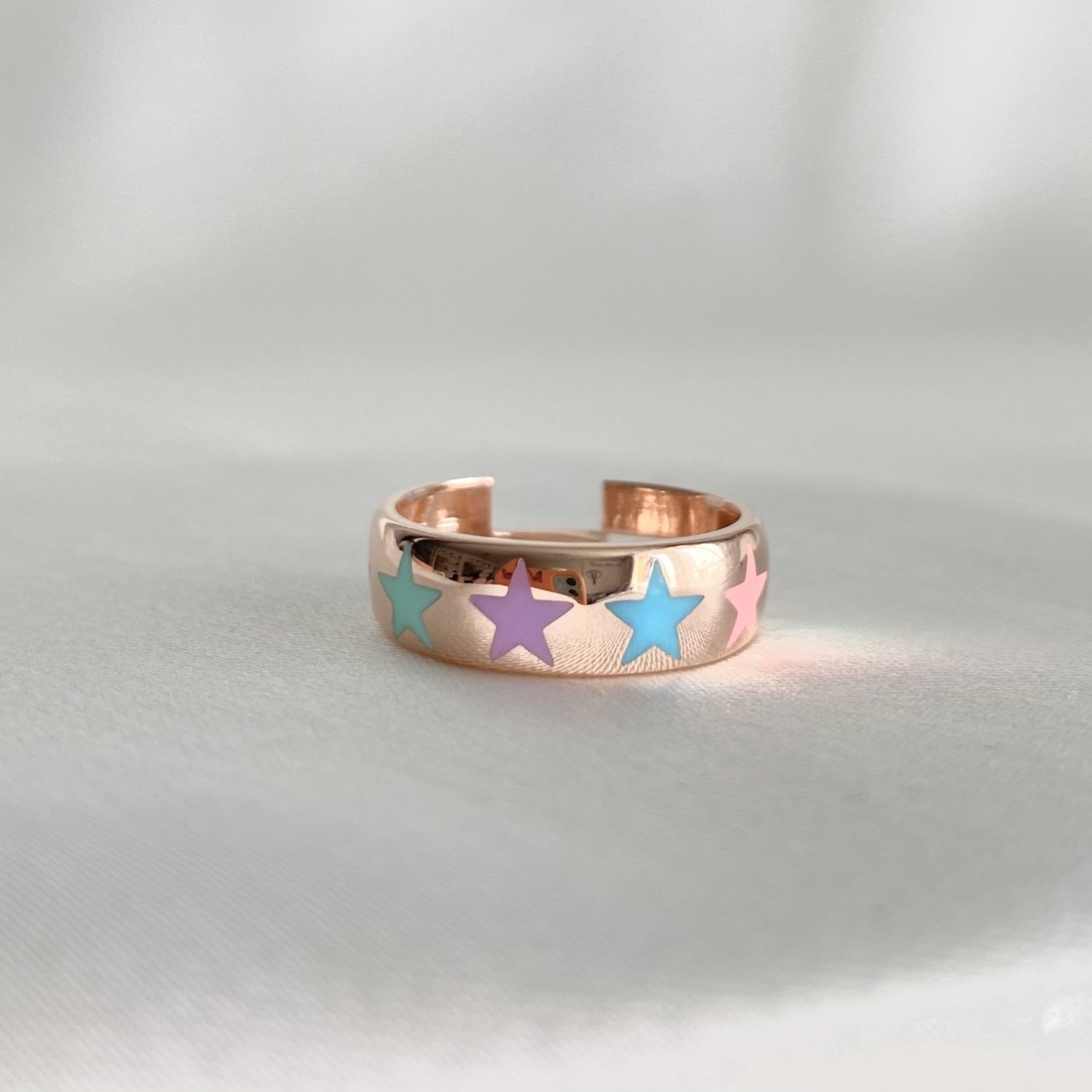 Renkli Yıldızlı Yüzük-925 Ayar Gümüş