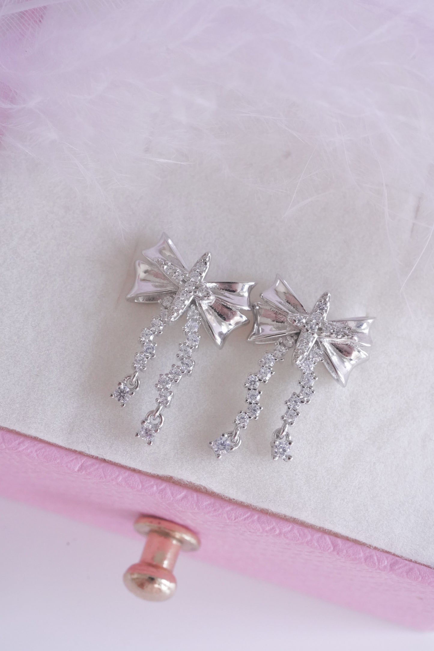 Sallantılı Kurdele Küpe - 925 Ayar Gümüş