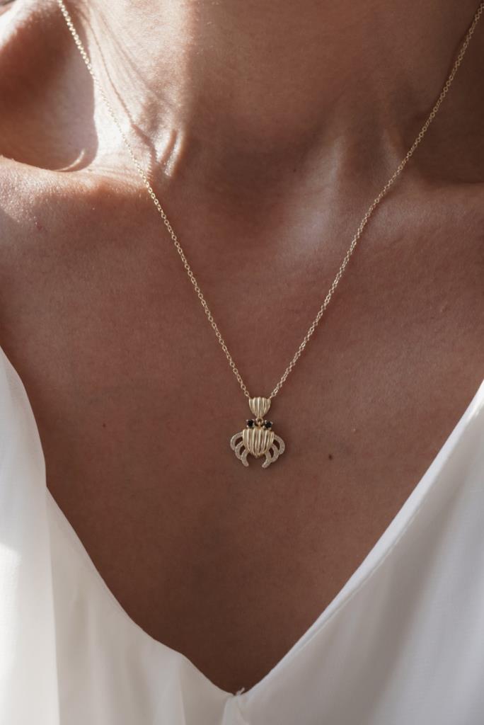 Taşlı Yengeç Kolye - 925 Ayar Gümüş