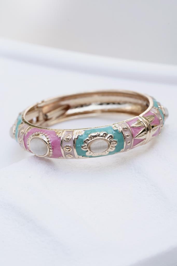 Turkuaz Pembe Vintage Kelepçe Bileklik