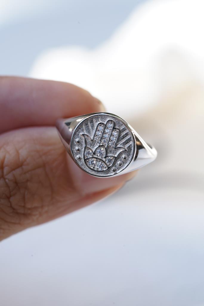 Hamsa Yüzük - 925 Ayar Gümüş