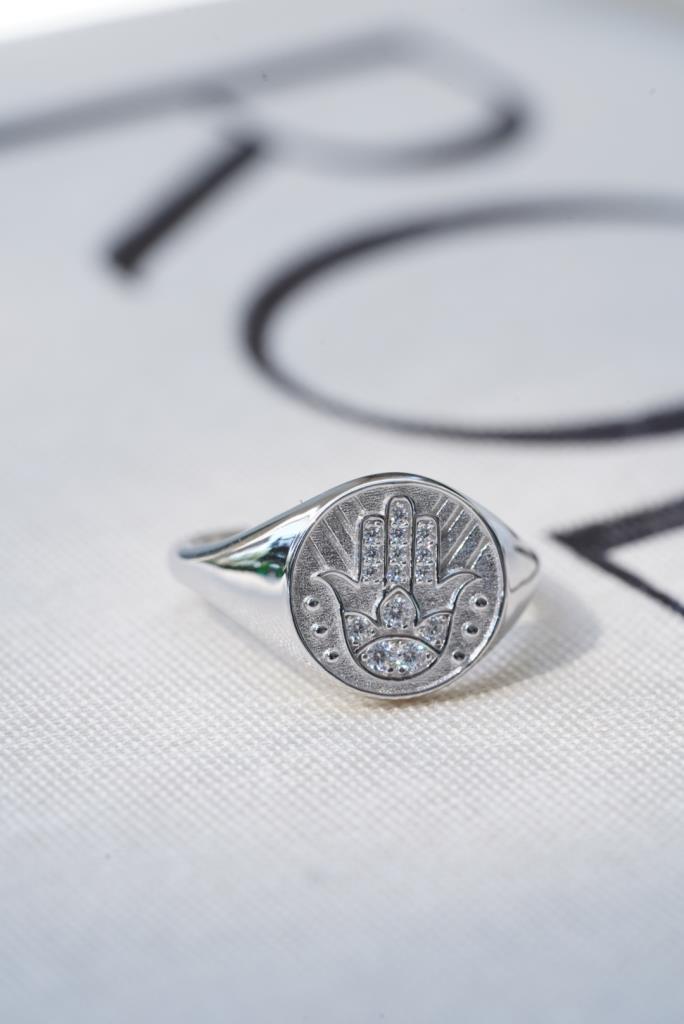 Hamsa Yüzük - 925 Ayar Gümüş