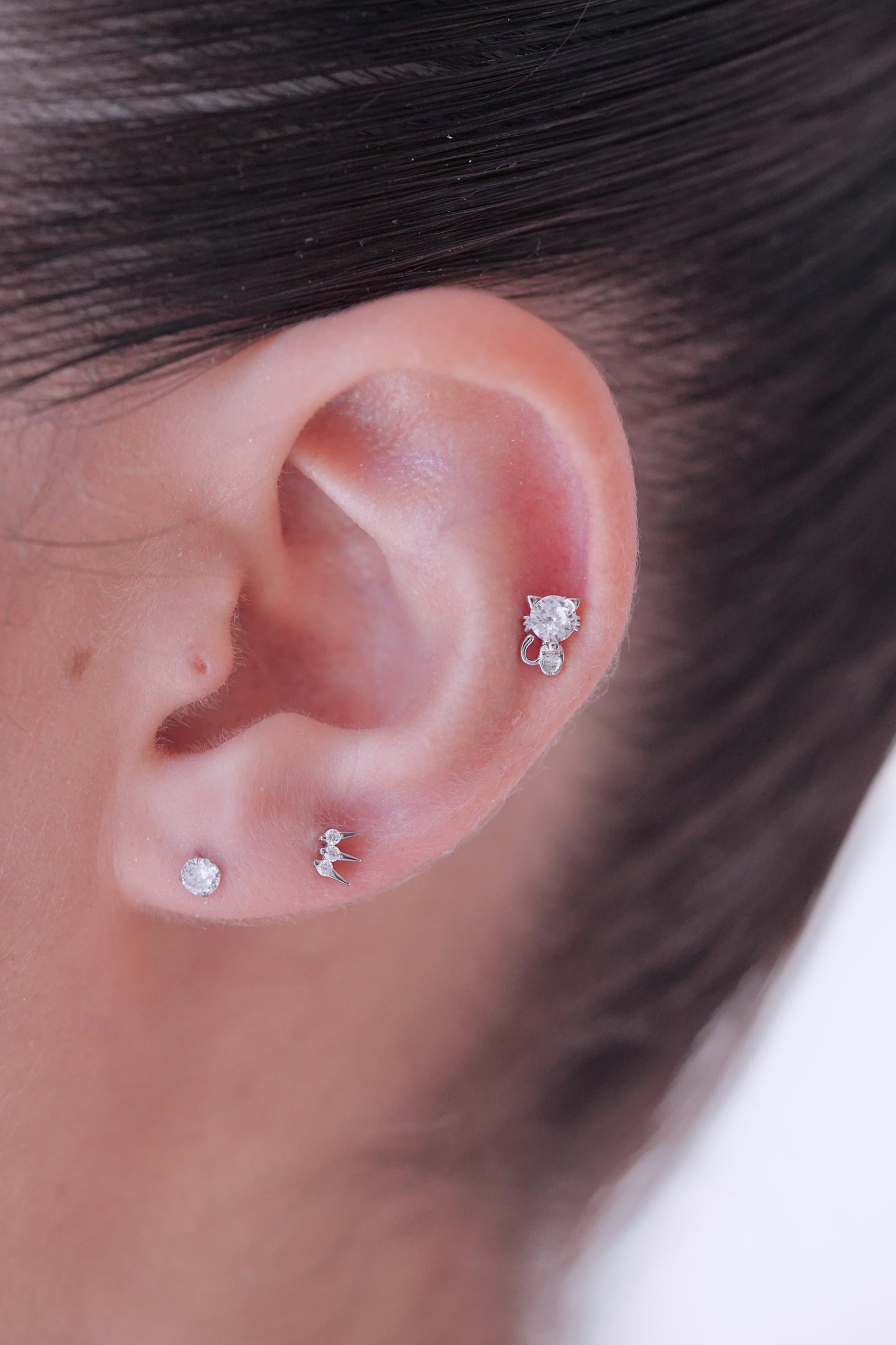 3 MM Tek Taş Minimal Küpe/Piercing-925 Ayar Gümüş