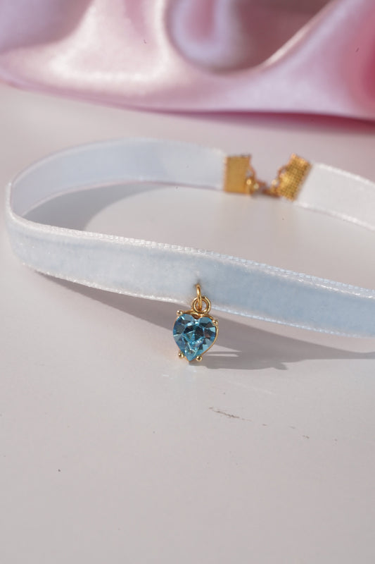 Blue Heart Choker Kolye