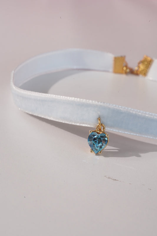 Blue Heart Choker Kolye