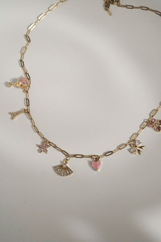 Çelik Romantik Charm Detaylı Kolye