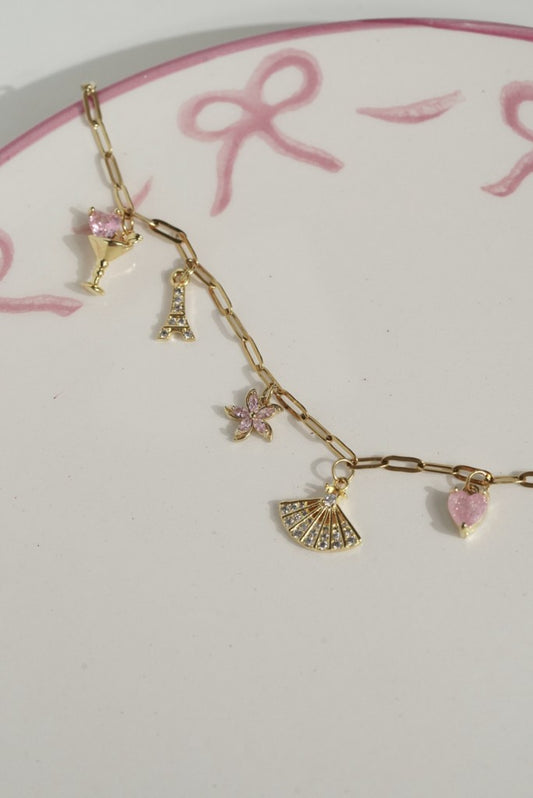 Çelik Romantik Charm Detaylı Kolye