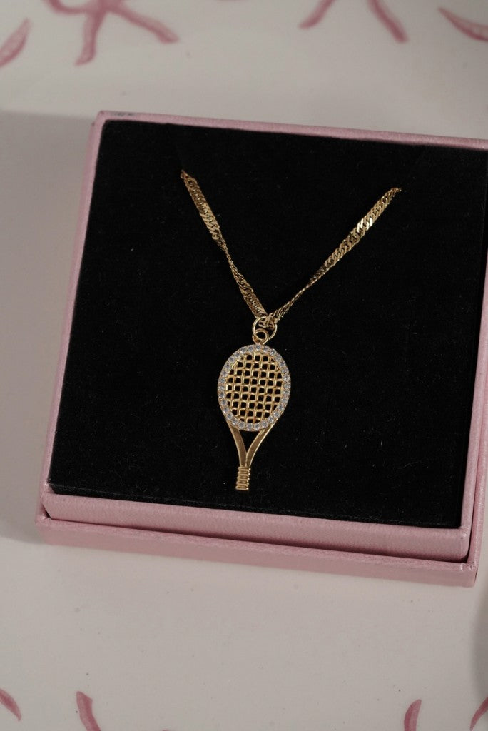 Çelik Taş Detaylı Tenis Raketi Kolye