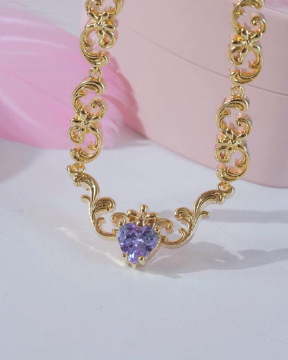 Diamond Castle Floral Choker Kolye-Mor