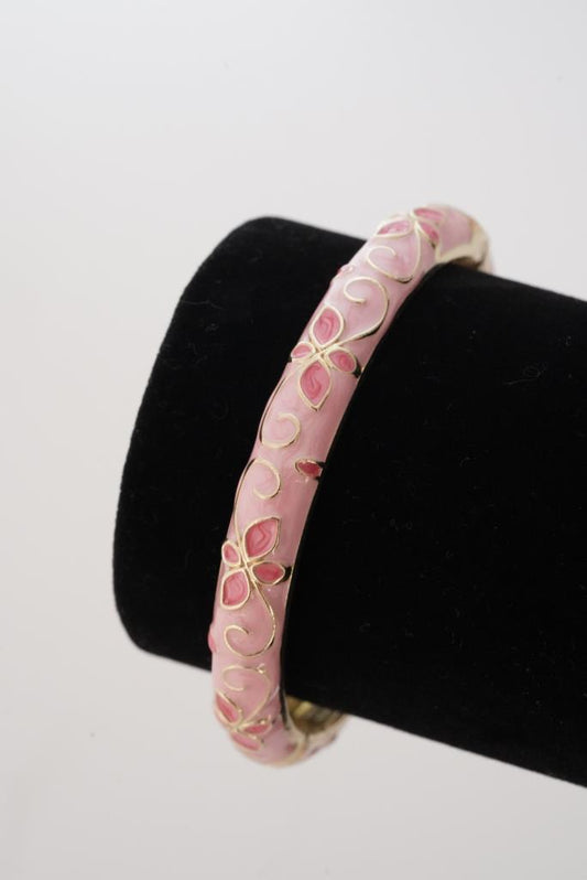 Pembe Çiçekli Mineli Kelepçe Bileklik