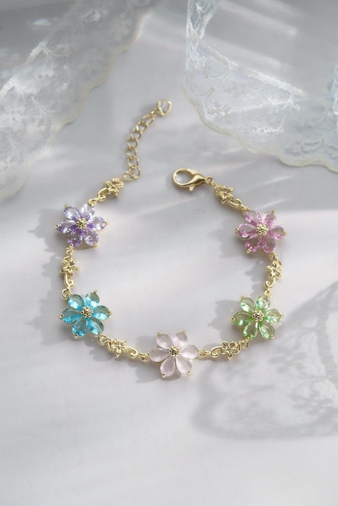 Peri Çiçekleri Bileklik – Peri Çiçekleri Bileklik – Pastel Renkli Çiçekli Kadın Bileklik