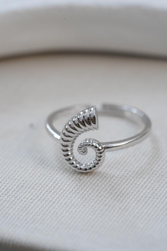 Spiral Deniz Kabuğu Yüzük  - 925 Ayar Gümüş