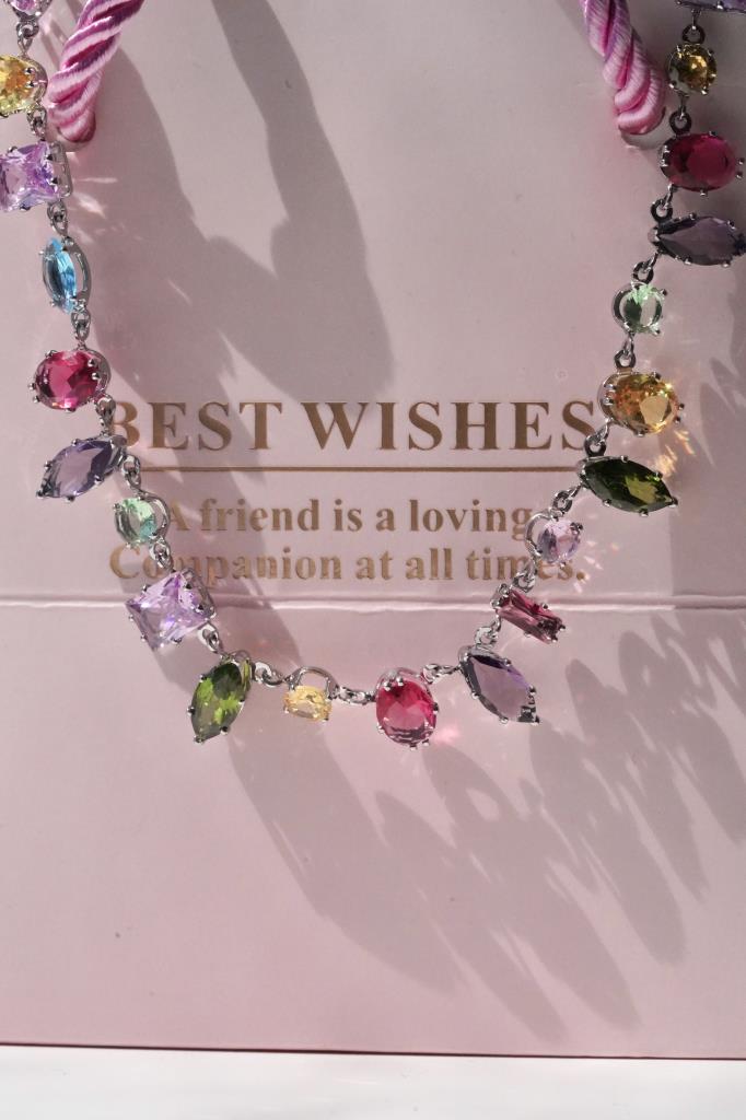 Mixed Gem Renkli Taşlı Kolye