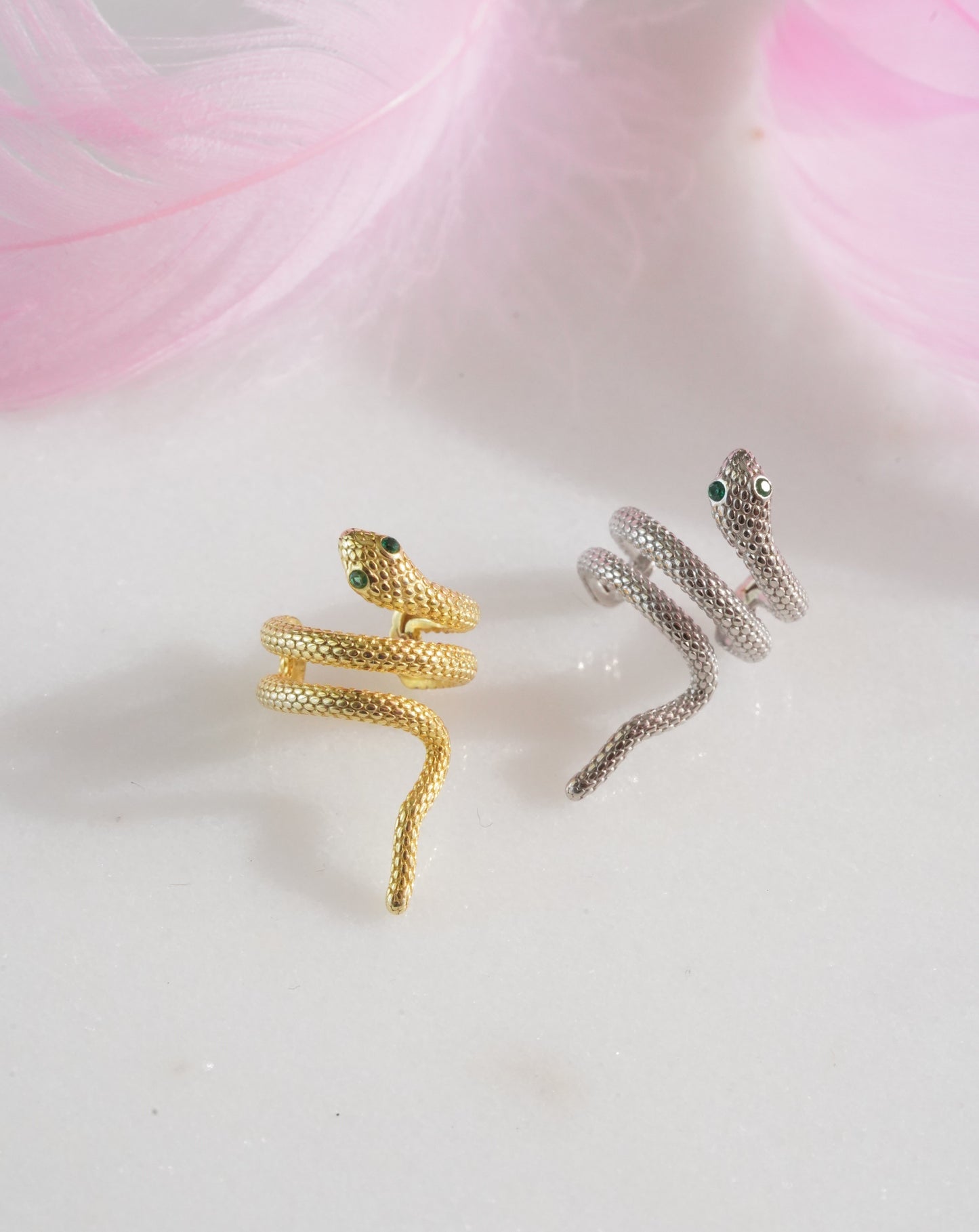 Yılan  Ear Cuff-925 Ayar Gümüş