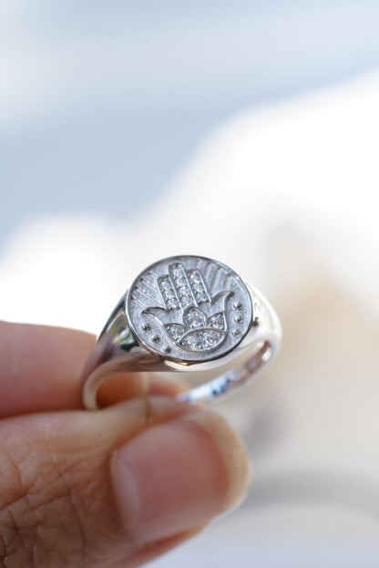 Hamsa Yüzük  - 925 Ayar Gümüş